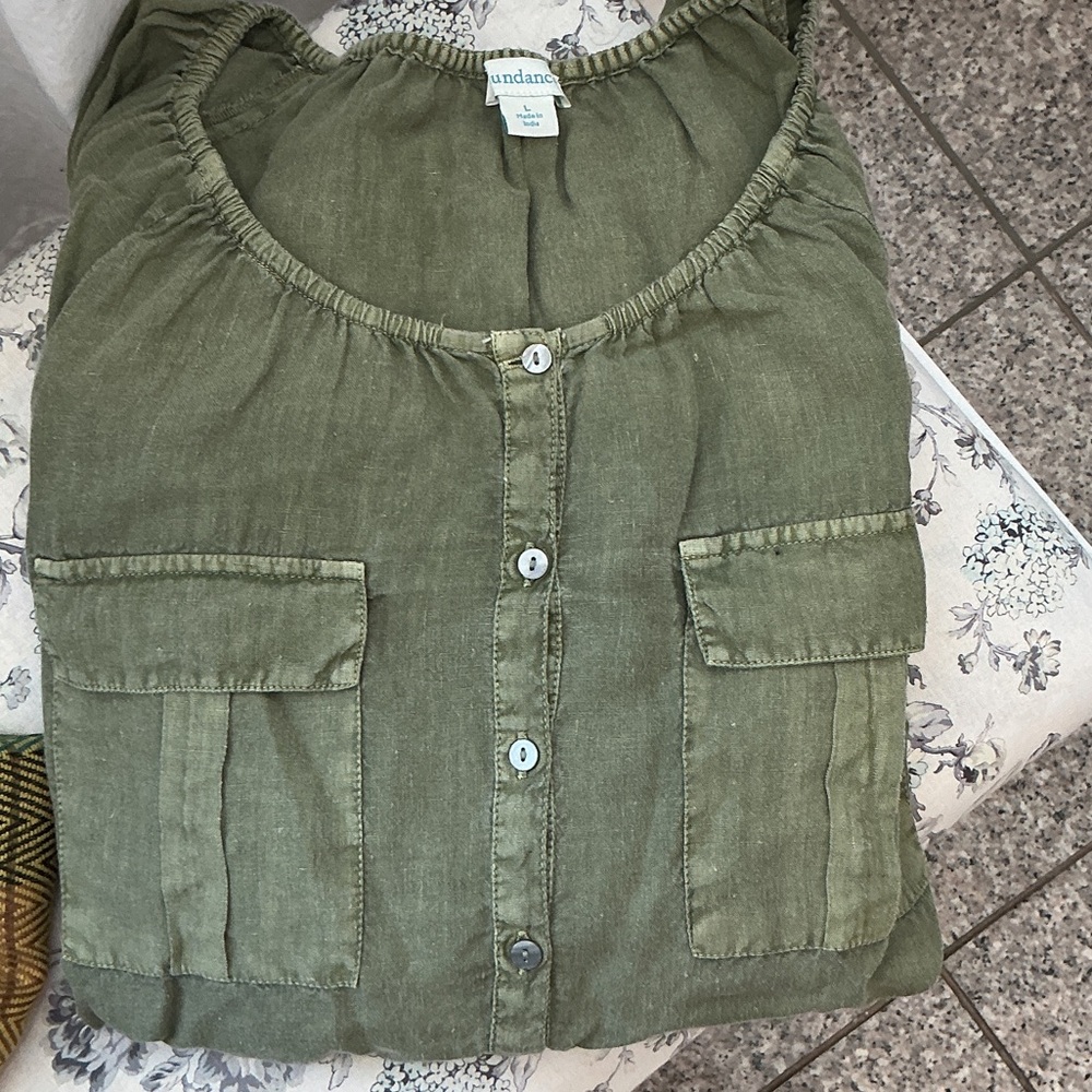 Sundance Olive Button-Front Blouse